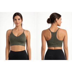 CRZ YOGA Green Leopard Print Sports Bra Size S Racerback Athletic NWT #8